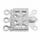 Metal Box clasp ± 20x10mm 3-strands Antique silver